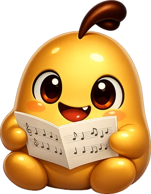 The Sheetly mascot reading a sheet of music